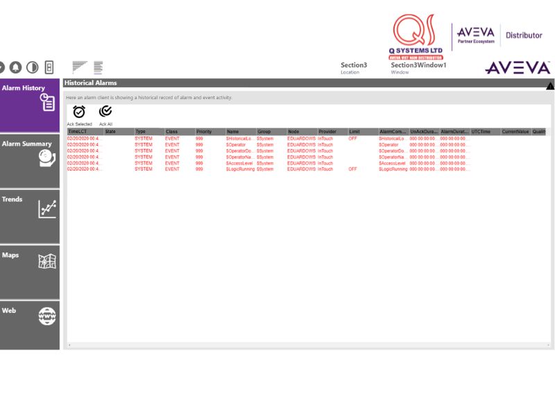 Phần mềm quản lý lịch sử báo động của máy móc